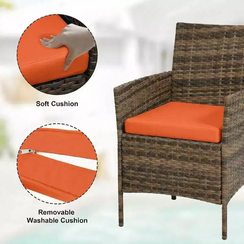 Ensemble de mobilier de patio 3 pièces COZONY avec 2 chaises en rotin et 1 table basse en verre, ensemble de conversation extérieur pour balcon, jardin, sièges de piscine
