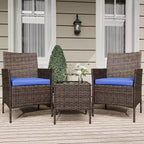 Ensemble de mobilier de patio 3 pièces COZONY avec 2 chaises en rotin et 1 table basse en verre, ensemble de conversation extérieur pour balcon, jardin, sièges de piscine