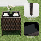 Ensemble de mobilier de patio 3 pièces COZONY avec 2 chaises en rotin et 1 table basse en verre, ensemble de conversation extérieur pour balcon, jardin, sièges de piscine
