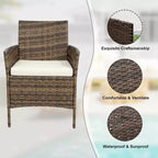 Ensemble de mobilier de patio 3 pièces COZONY avec 2 chaises en rotin et 1 table basse en verre, ensemble de conversation extérieur pour balcon, jardin, sièges de piscine