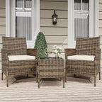 Ensemble de mobilier de patio 3 pièces COZONY avec 2 chaises en rotin et 1 table basse en verre, ensemble de conversation extérieur pour balcon, jardin, sièges de piscine