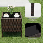Ensemble de mobilier de patio 3 pièces COZONY avec 2 chaises en rotin et 1 table basse en verre, ensemble de conversation extérieur pour balcon, jardin, sièges de piscine