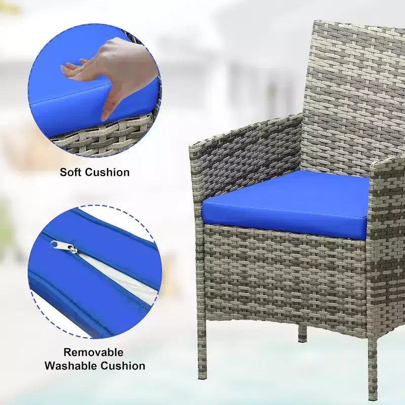 Ensemble de mobilier de patio 3 pièces COZONY avec 2 chaises en rotin et 1 table basse en verre, ensemble de conversation extérieur pour balcon, jardin, sièges de piscine