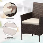 Ensemble de mobilier de patio 3 pièces COZONY avec 2 chaises en rotin et 1 table basse en verre, ensemble de conversation extérieur pour balcon, jardin, sièges de piscine