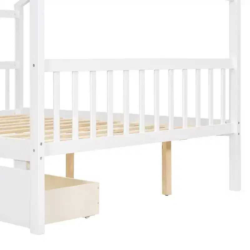 Lit de maison en bois moderne pleine grandeur Luxystar avec 2 tiroirs et têtes de lit