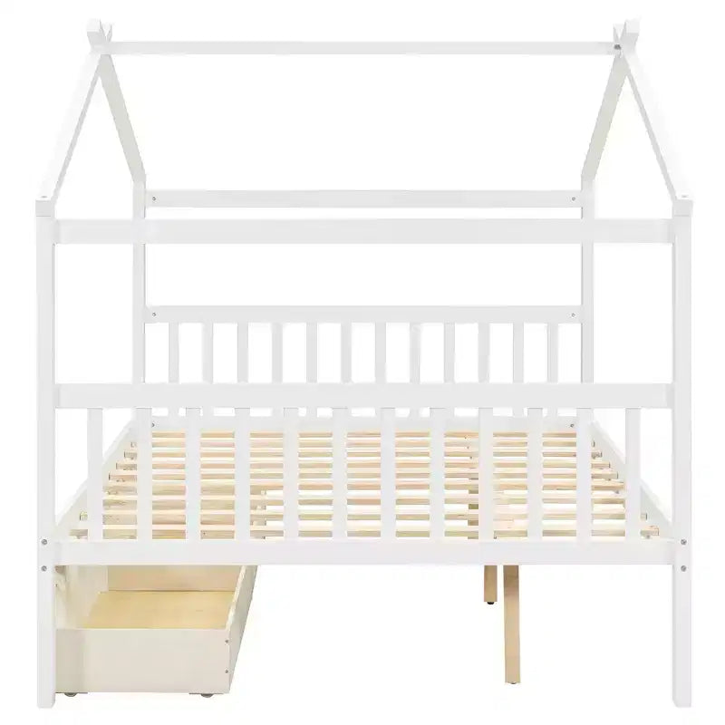 Lit de maison en bois moderne pleine grandeur Luxystar avec 2 tiroirs et têtes de lit