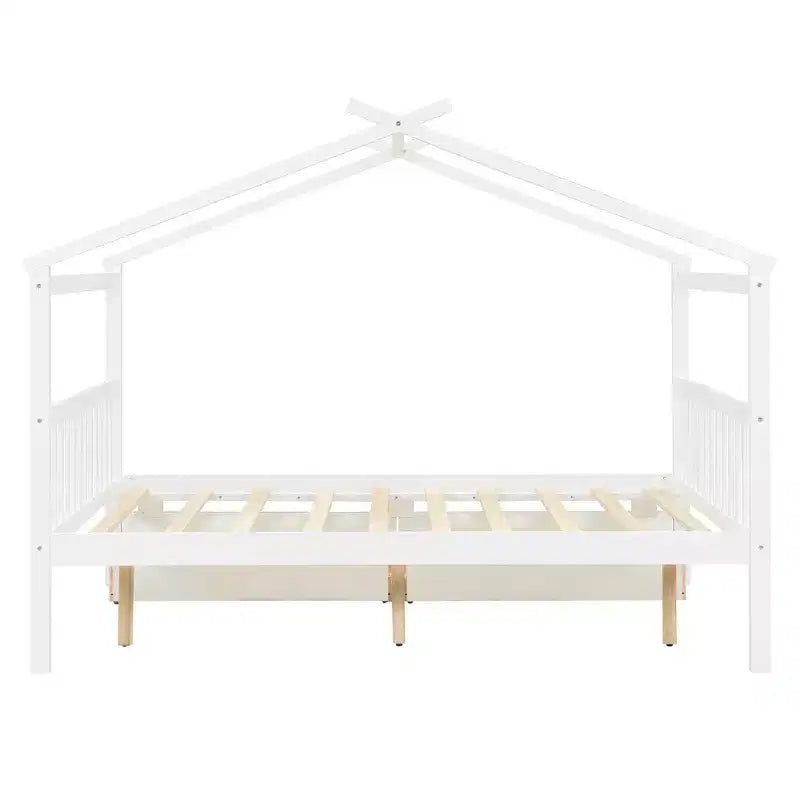 Lit de maison en bois moderne pleine grandeur Luxystar avec 2 tiroirs et têtes de lit