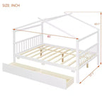 Lit de maison en bois moderne pleine grandeur Luxystar avec 2 tiroirs et têtes de lit