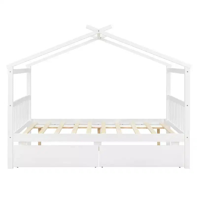 Lit de maison en bois moderne pleine grandeur Luxystar avec 2 tiroirs et têtes de lit