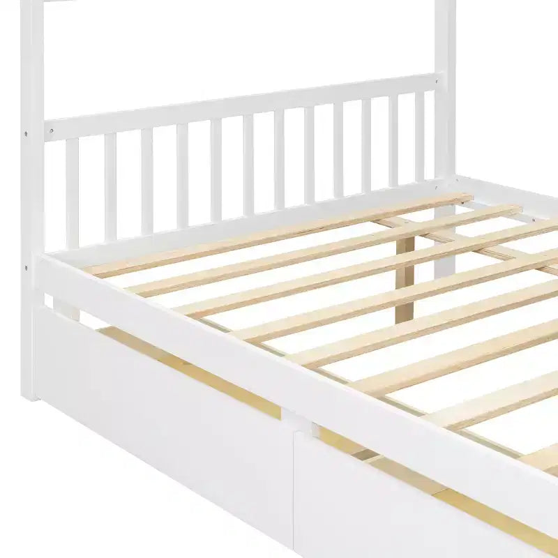 Lit de maison en bois moderne pleine grandeur Luxystar avec 2 tiroirs et têtes de lit
