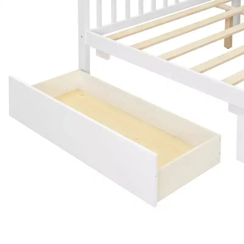 Lit de maison en bois moderne pleine grandeur Luxystar avec 2 tiroirs et têtes de lit