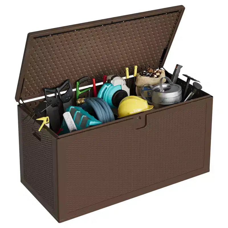 Grand coffre de rangement de 568 litres en résine – Conteneur de rangement extérieur étanche et résistant aux intempéries – Couvercle verrouillable, robuste