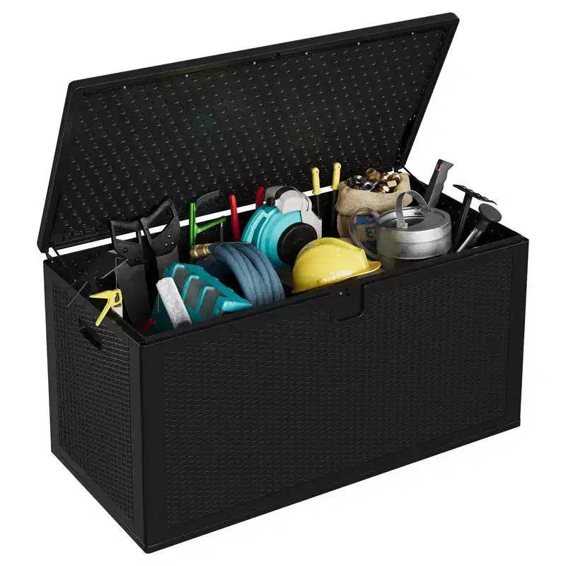 Grand coffre de rangement de 568 litres en résine – Conteneur de rangement extérieur étanche et résistant aux intempéries – Couvercle verrouillable, robuste