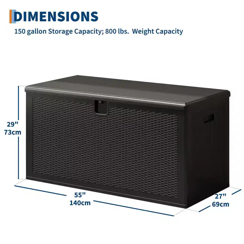 Grand coffre de rangement de 568 litres en résine – Conteneur de rangement extérieur étanche et résistant aux intempéries – Couvercle verrouillable, robuste