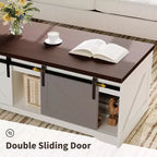 Table basse de style rustique avec plateau relevable - Table basse rustique 2-en-1 avec rangement, pour salon et bureau