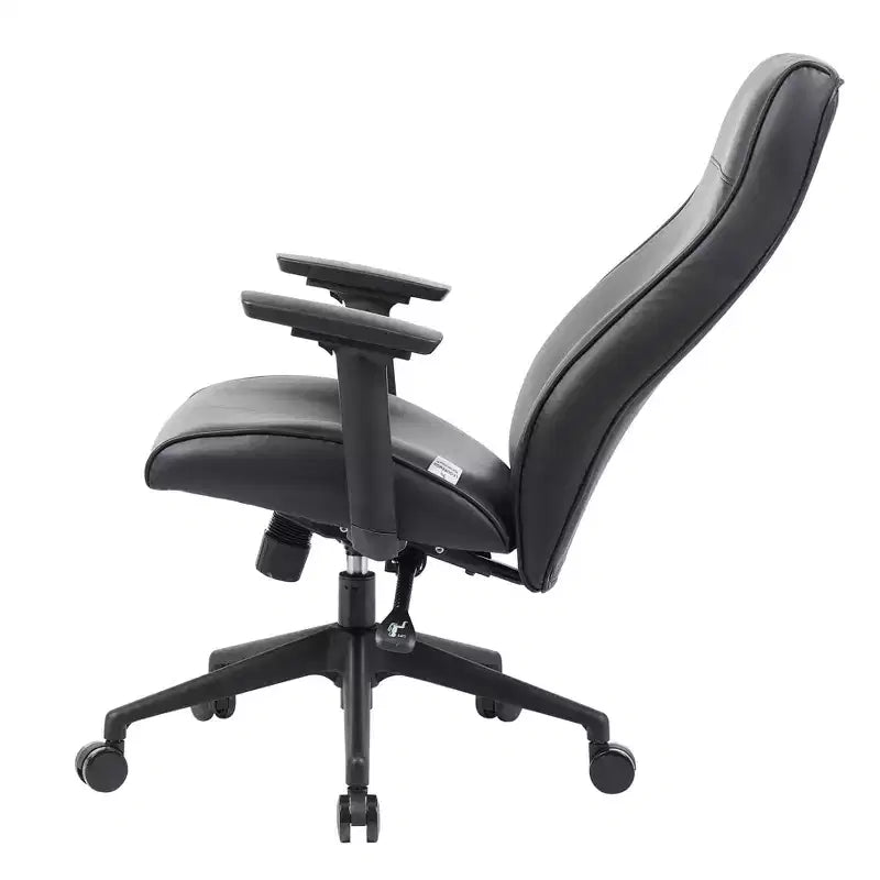 Chaise de bureau de direction Maxwell à dossier haut et revêtement en cuir PU, hauteur et accoudoirs réglables, mécanisme synchrone et pivotant à 360°, chaise de bureau ergonomique