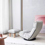 Fauteuil de sol pivotant FurnitureR avec pouf, chaise longue inclinable réglable avec repose-pieds, chaise de méditation et de jeu pour salon ou chambre à coucher