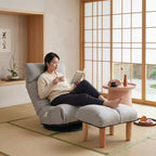 Fauteuil de sol pivotant FurnitureR avec pouf, chaise longue inclinable réglable avec repose-pieds, chaise de méditation et de jeu pour salon ou chambre à coucher