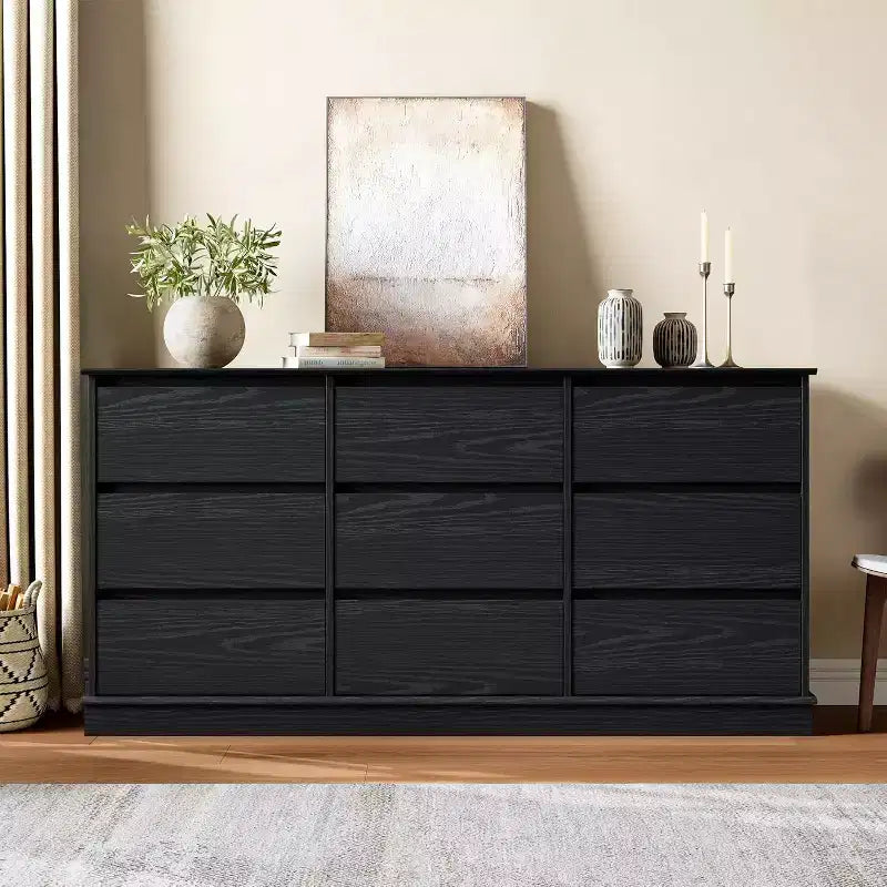 Commode 9/12 tiroirs pour chambre à coucher, commode à tiroirs profonds, grande commode pour placard avec plateau large, commode en bois