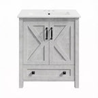 Meuble sous-vasque moderne de 24/30 pouces avec évier en céramique, 2 portes, 1 tiroir, meuble de salle de bain autoportant au design contemporain pour vos salles de bain