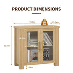 COZONY Buffet avec portes en verre trempé, buffet de rangement en bois pour salle à manger, salon, cuisine