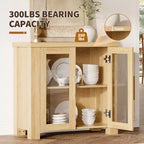 COZONY Buffet avec portes en verre trempé, buffet de rangement en bois pour salle à manger, salon, cuisine