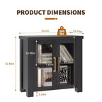COZONY Buffet avec portes en verre trempé, buffet de rangement en bois pour salle à manger, salon, cuisine