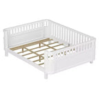 Cadre de lit plateforme Queen Size Whisen en bois, lit Queen Size bas en bois avec rails et barrières de sécurité pour filles et garçons