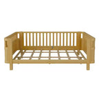 Cadre de lit plateforme Queen Size Whisen en bois, lit Queen Size bas en bois avec rails et barrières de sécurité pour filles et garçons