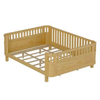 Cadre de lit plateforme Queen Size Whisen en bois, lit Queen Size bas en bois avec rails et barrières de sécurité pour filles et garçons