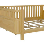 Cadre de lit plateforme Queen Size Whisen en bois, lit Queen Size bas en bois avec rails et barrières de sécurité pour filles et garçons