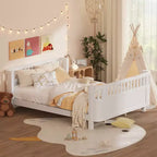 Cadre de lit plateforme Queen Size Whisen en bois, lit Queen Size bas en bois avec rails et barrières de sécurité pour filles et garçons