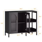 Buffet moderne en bois avec portes vitrées, meuble de rangement avec étagères réglables pour cuisine, salle à manger et salon