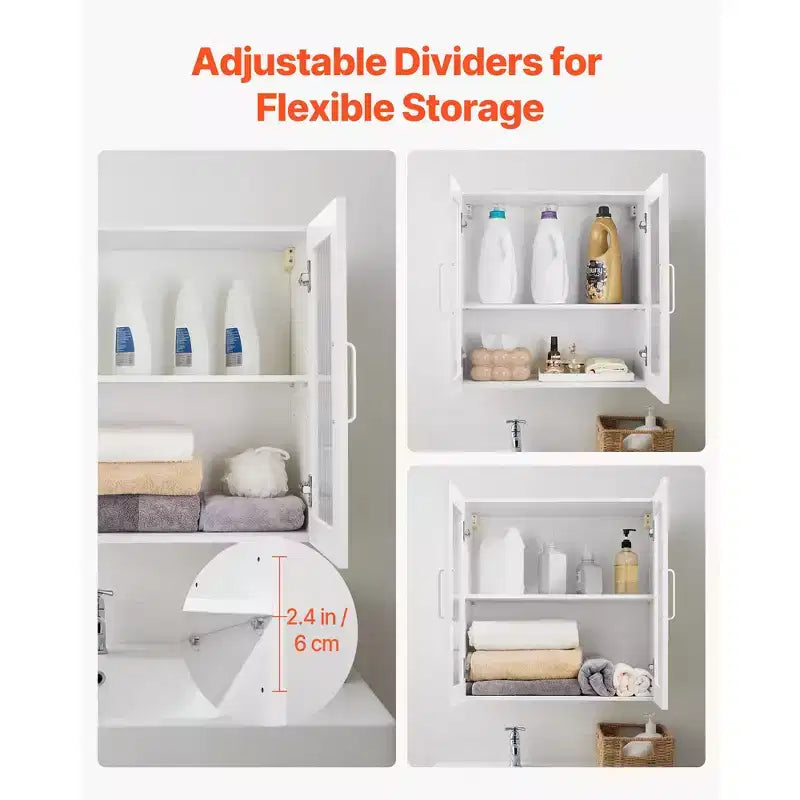 Meuble haut de buanderie VEVOR, armoire murale à 2 niveaux avec étagère réglable, rangement à 4 portes, lot de 2, blanc