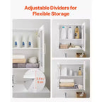 Meuble haut de buanderie VEVOR, armoire murale à 2 niveaux avec étagère réglable, rangement à 4 portes, lot de 2, blanc