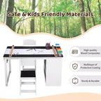 Table d'art pour enfants et 2 chaises, bureau de rangement en bois pour tout-petits avec bacs de rangement, bureau de dessin, table d'activité et d'étude pour enfants, activités, artisanat