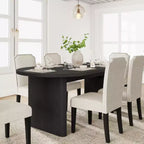 Table à manger ovale de 70,8 pouces avec 6 chaises de salle à manger rembourrées, table de cuisine avec base en bois robuste, chaise de salle à manger à dossier haut avec pieds en bois pour la cuisine