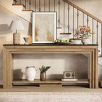 Table console longue Lantine de 180 cm, table de canapé rustique à 2 niveaux derrière le canapé pour salon, entrée, couloir, hall d'entrée