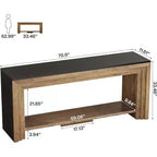 Table console longue Lantine de 180 cm, table de canapé rustique à 2 niveaux derrière le canapé pour salon, entrée, couloir, hall d'entrée