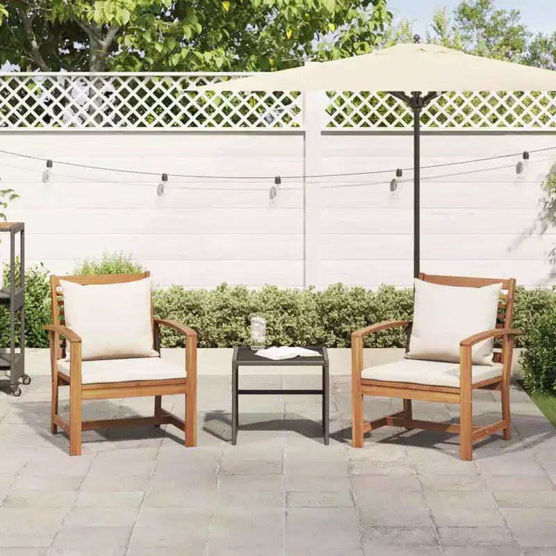 vidaXL Salon de jardin en acacia massif et polyester Naturel