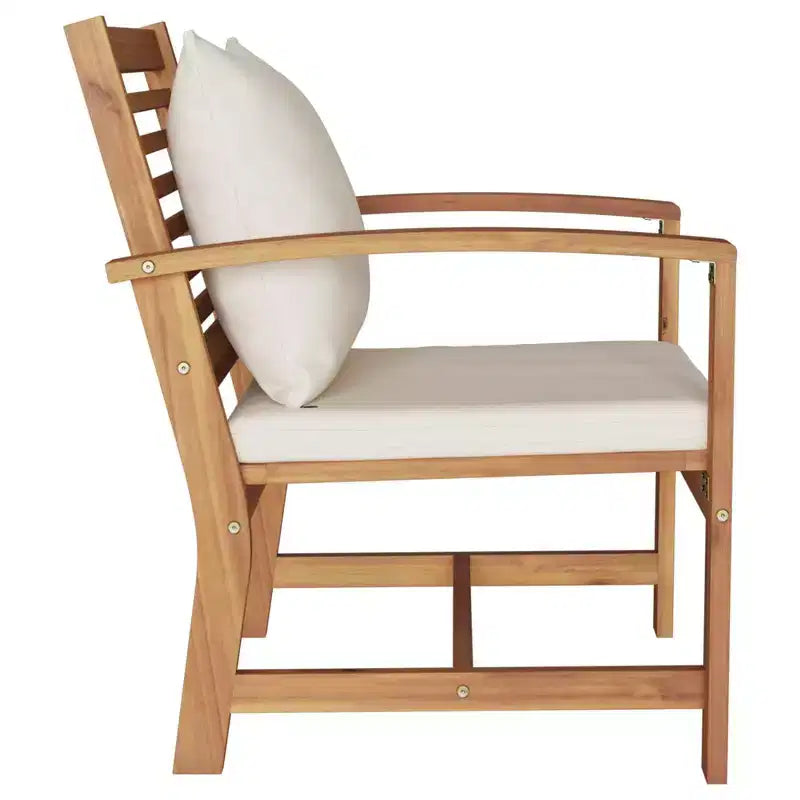 vidaXL Salon de jardin en acacia massif et polyester Naturel