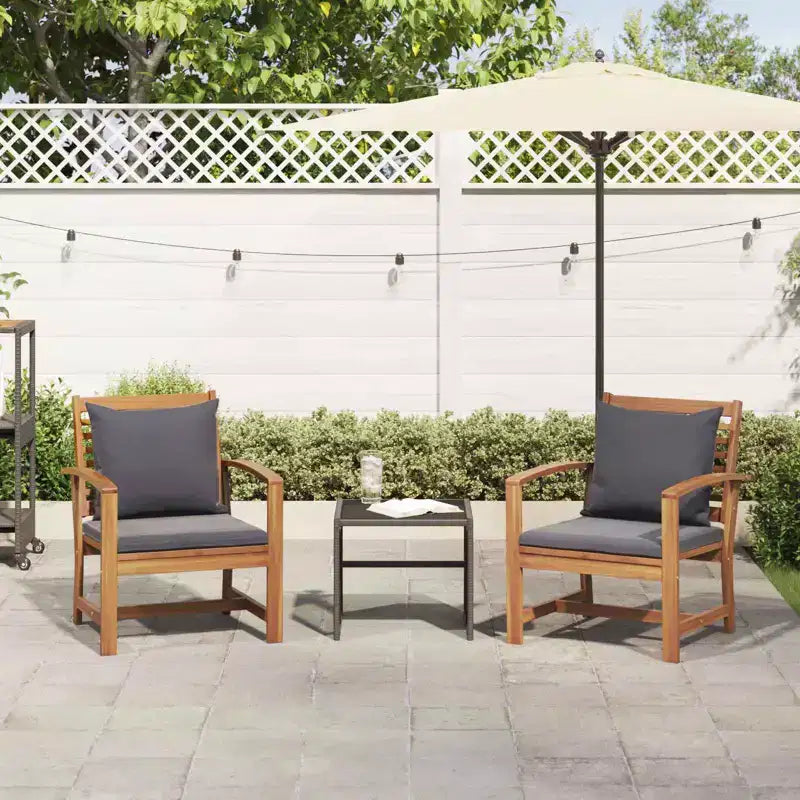 vidaXL Salon de jardin en acacia massif et polyester Naturel