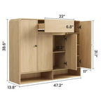 Meuble à chaussures de 120 cm avec étagères réglables, 4 portes, étagère inférieure, organiseur étroit autoportant, coin arrondi pour couloir et salon