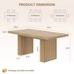 Table à manger rectangulaire moderne de 180 cm pour 6-10 personnes, plateau spacieux, pieds cannelés, rangement intégré, mobilier de maison contemporain, Gris/Naturel/Brun noyer