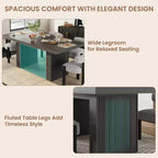 Table à manger rectangulaire moderne de 180 cm pour 6-10 personnes, plateau spacieux, pieds cannelés, rangement intégré, mobilier de maison contemporain, Gris/Naturel/Brun noyer