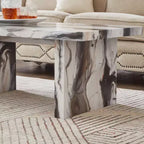 Table basse de salon moderne en similicuir marbre Cavira de Roundhill Furniture