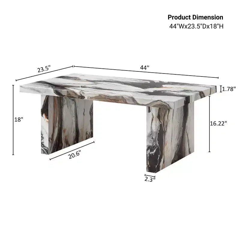Table basse de salon moderne en similicuir marbre Cavira de Roundhill Furniture
