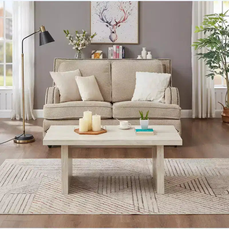 Table basse de salon moderne en similicuir marbre Cavira de Roundhill Furniture