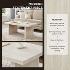 Table basse de salon moderne en similicuir marbre Cavira de Roundhill Furniture