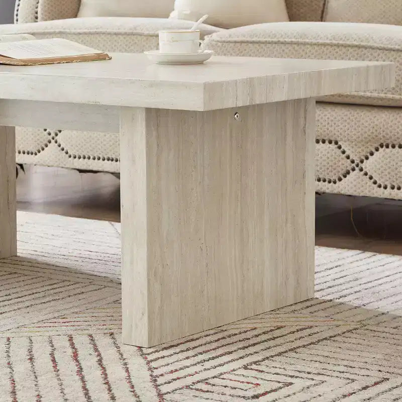 Table basse de salon moderne en similicuir marbre Cavira de Roundhill Furniture